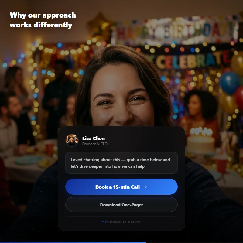 A Reechy page with clear calls to action